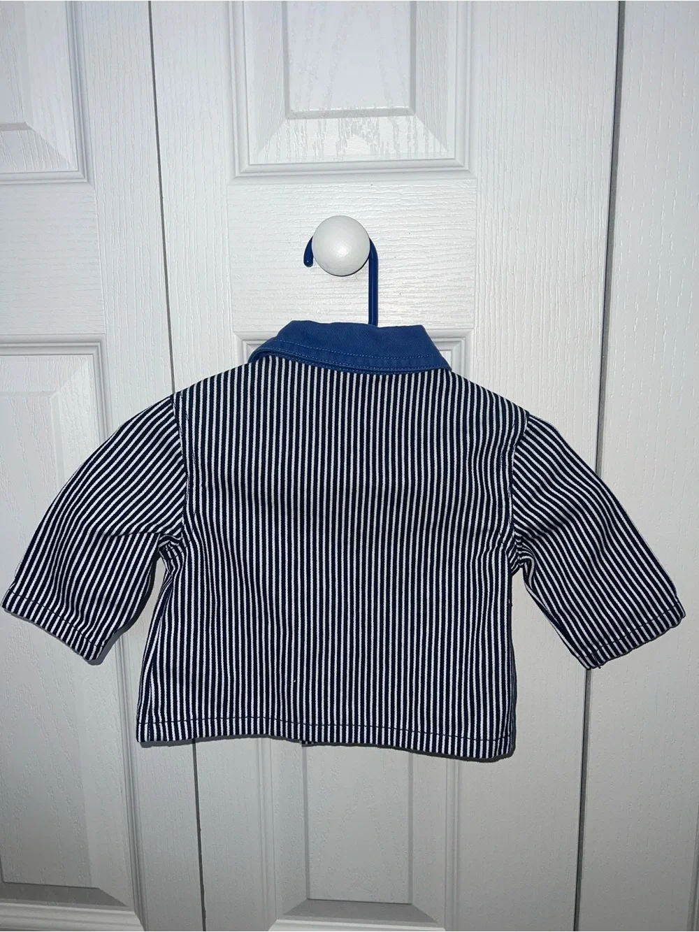 Vintage Old Navy Navy & White Striped Kids Jacket with Red Pocket